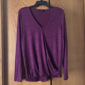 Purple faux wrap sweater